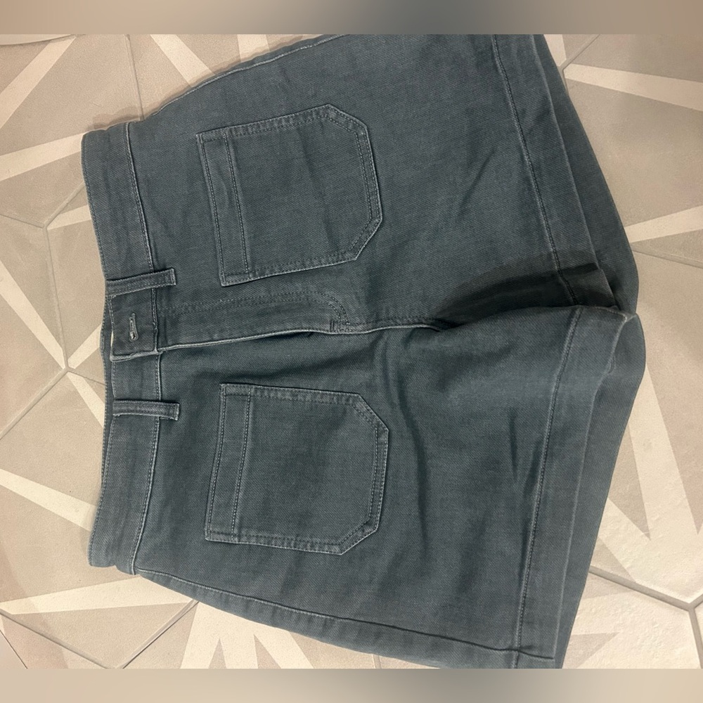 Faherty Stretch Terry Patch Pocket High-Rise Washed Blue Women’s Shorts - Picture 3 of 5